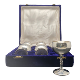 Strong silver alcohol cups in original velvet box
