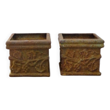 Paire de jardinières anciennes françaises en fonte