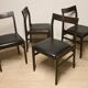 Set of 4 vintage chairs in teak and imitation leather, 1960s