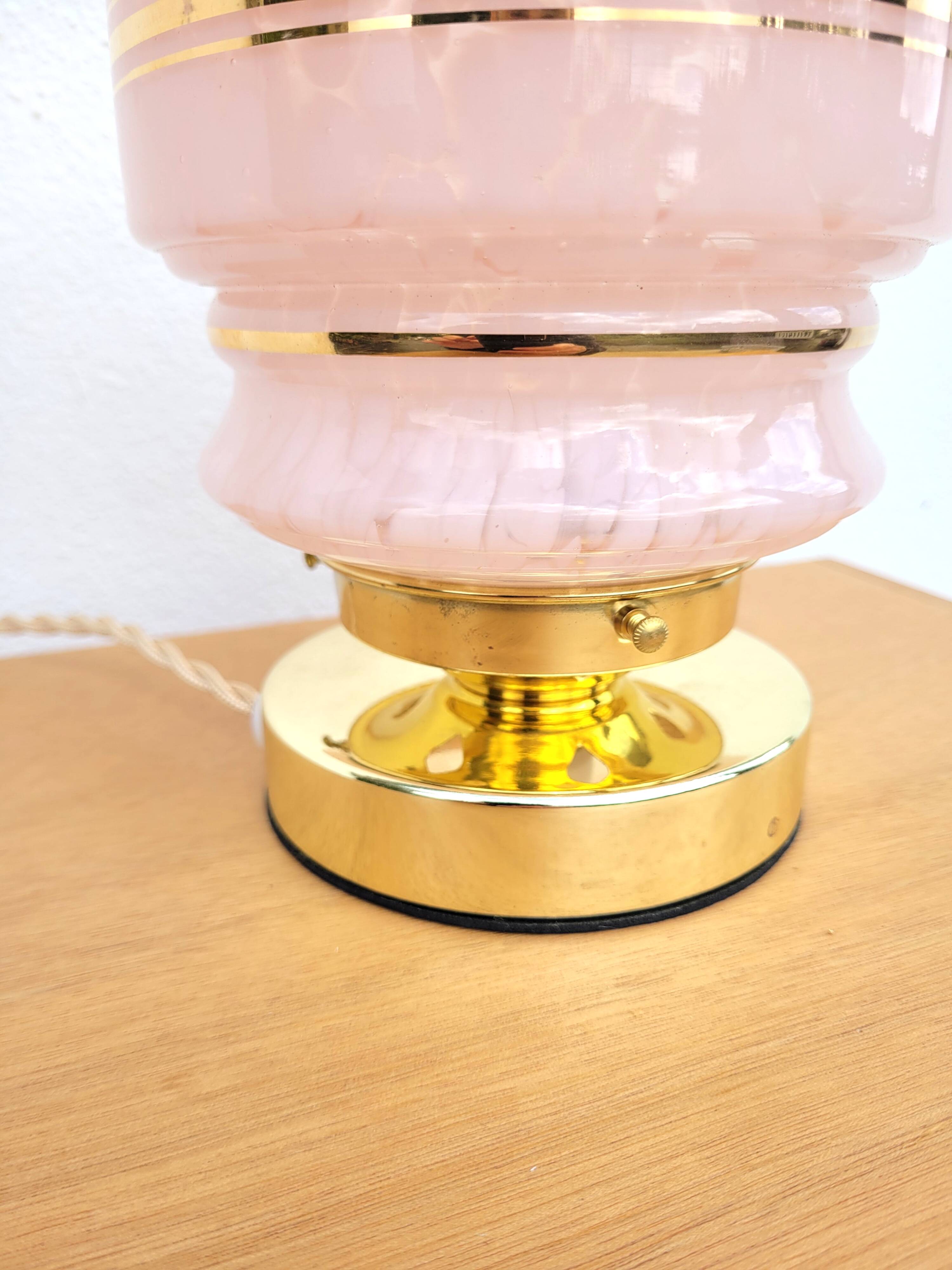 Vintage pink Clichy glass globe lamp