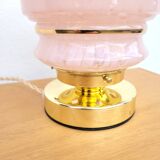 Vintage pink Clichy glass globe lamp