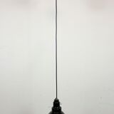Industrial black enamel pendant lamp, 1950s