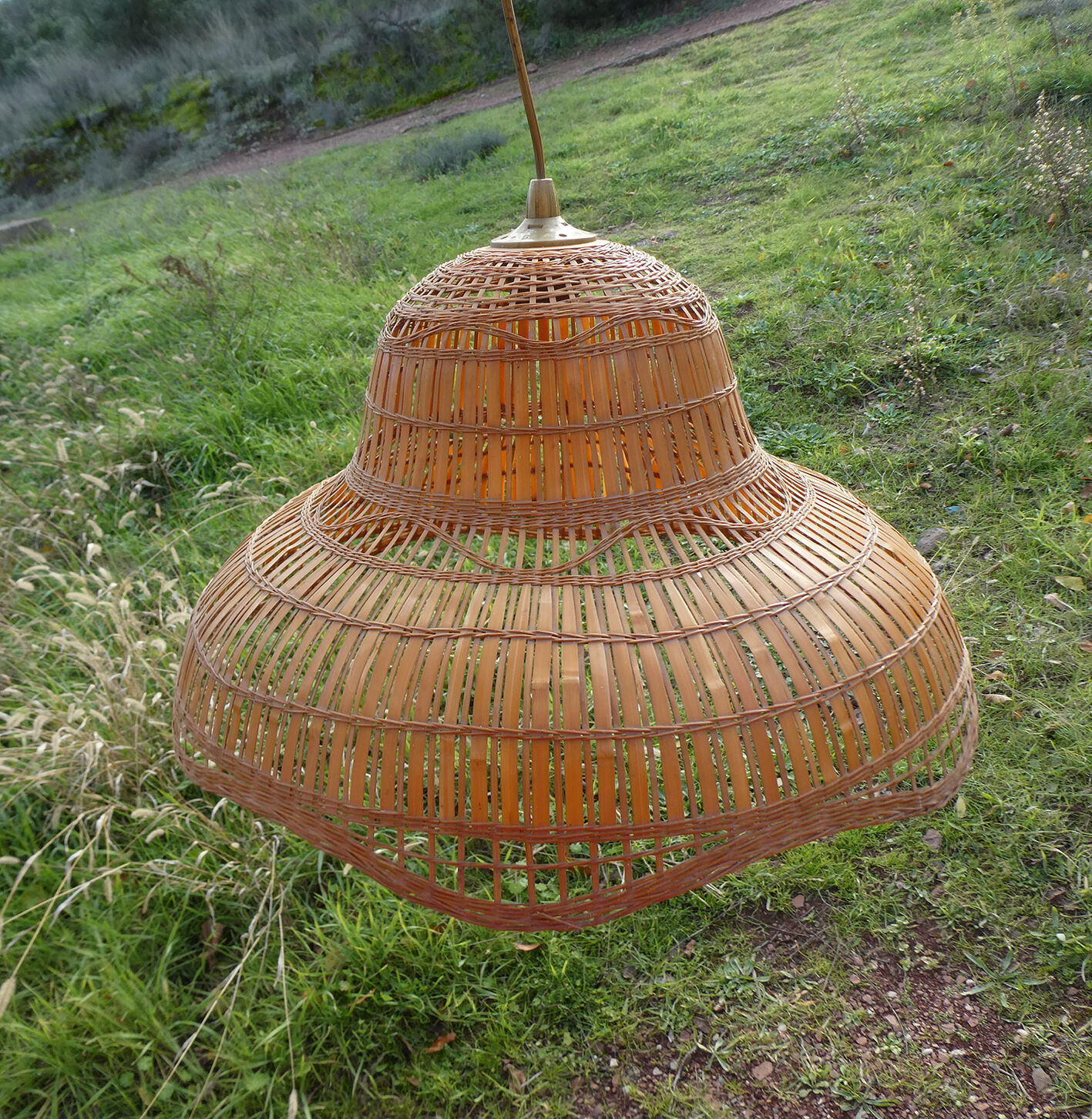 Vintage suspension "colonial" style in rattan and wicker