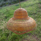 Vintage suspension "colonial" style in rattan and wicker