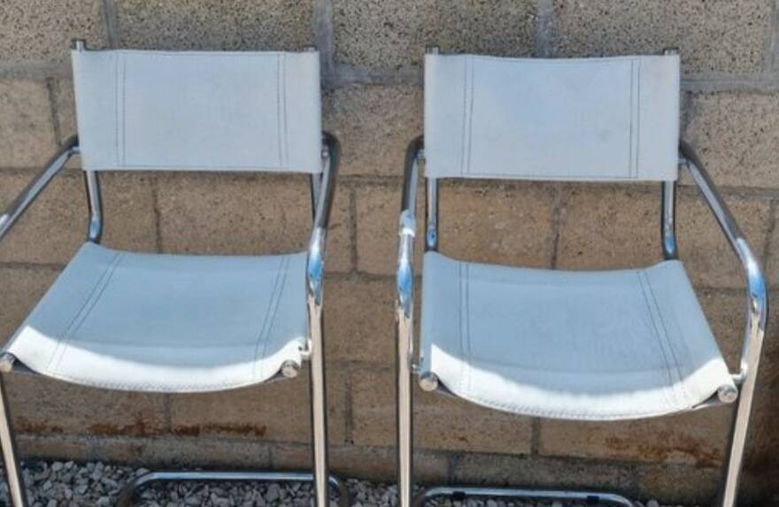 Italy 70's 2 leather bar stools