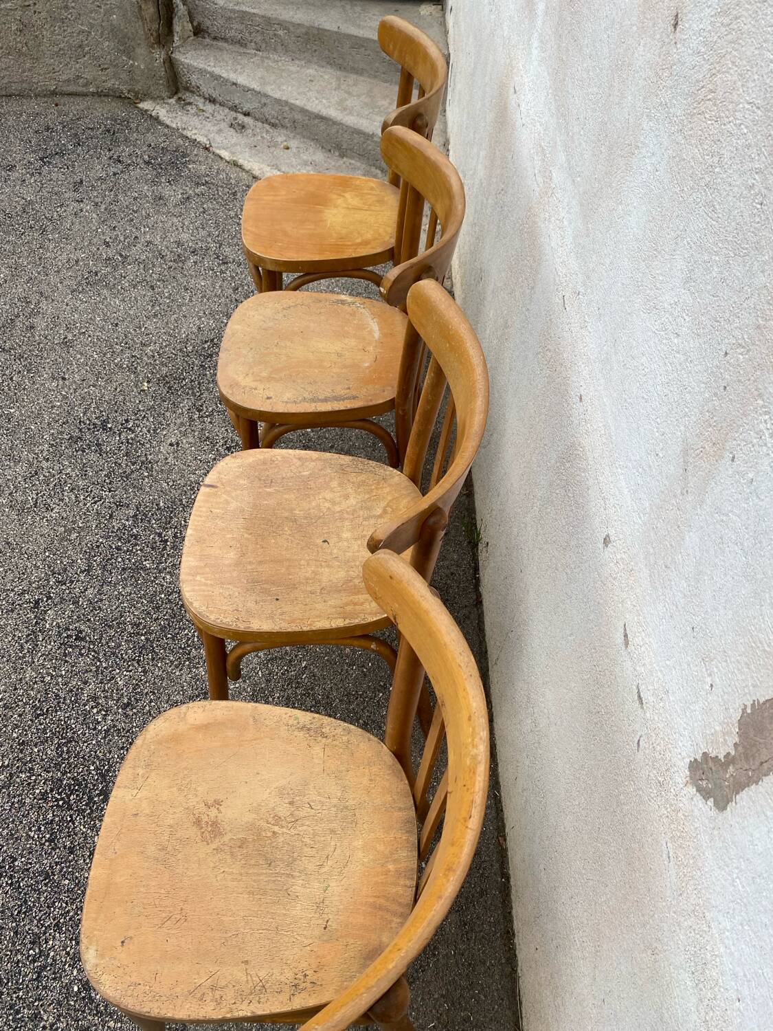 Set of 4 bistro chairs, curved backs