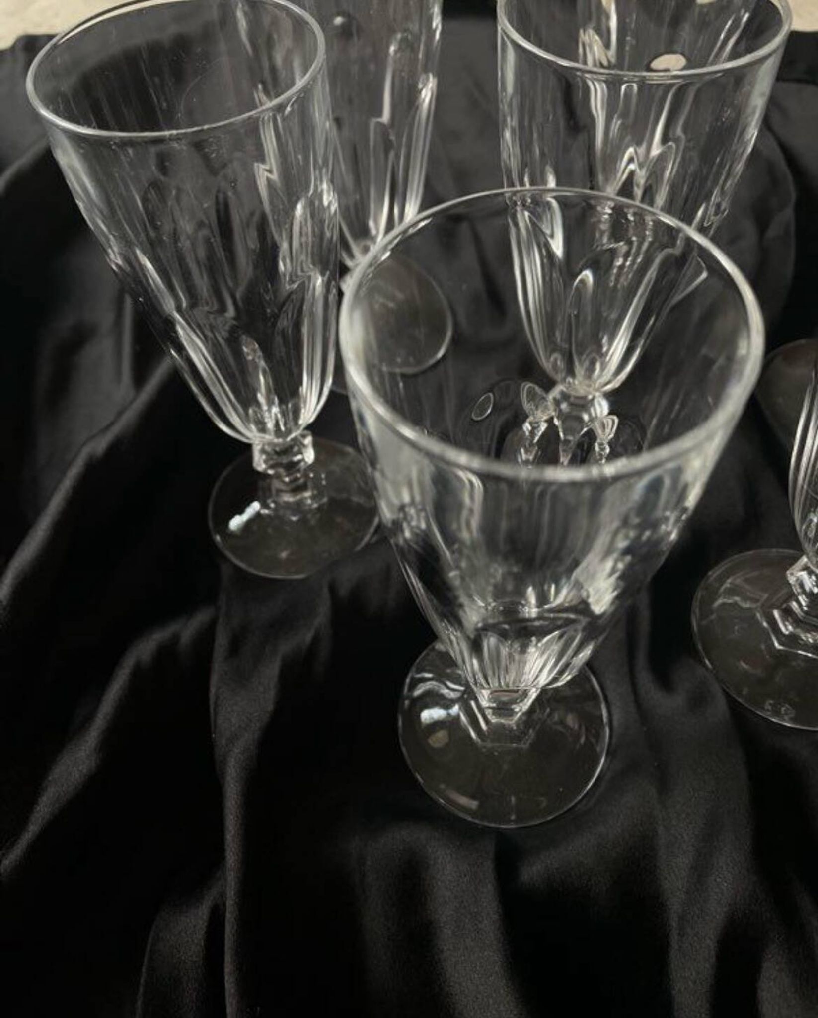 6 flûtes à champagne cristal verres à pieds ancien