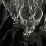 6 antique crystal champagne flutes and stemmed glasses