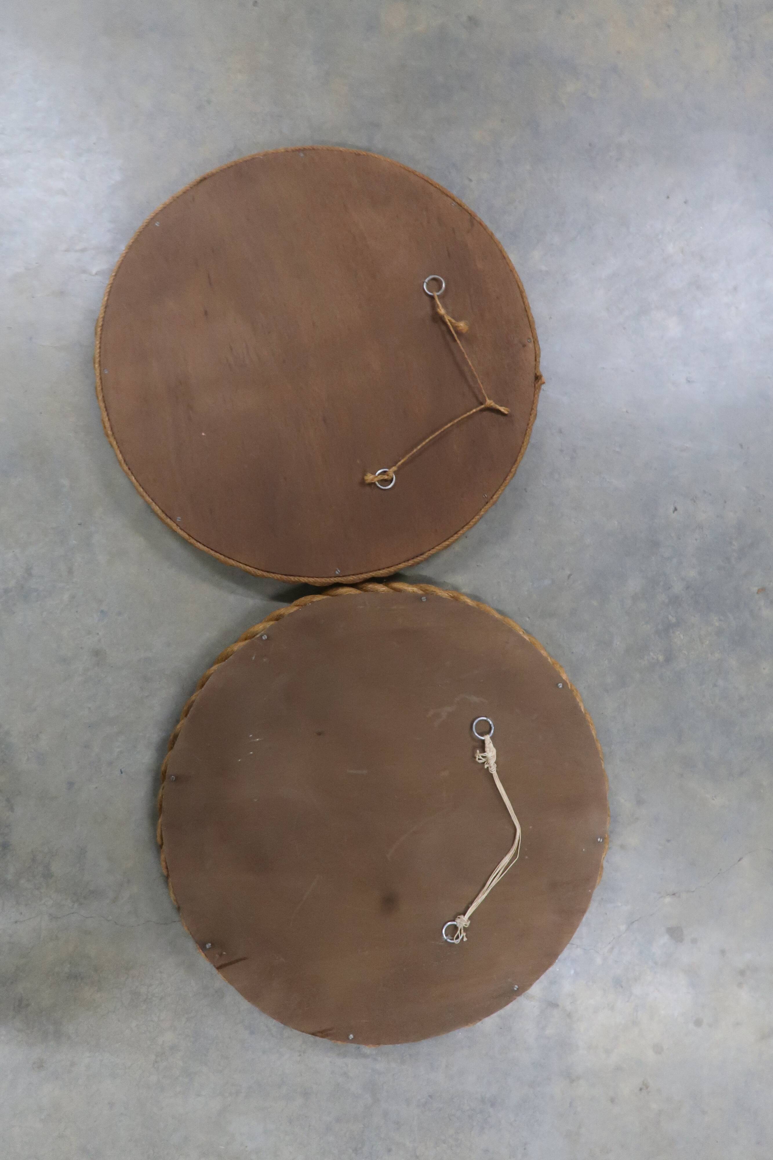 Pair of rope mirrors by Audoux Minet from the 1950s/60s.