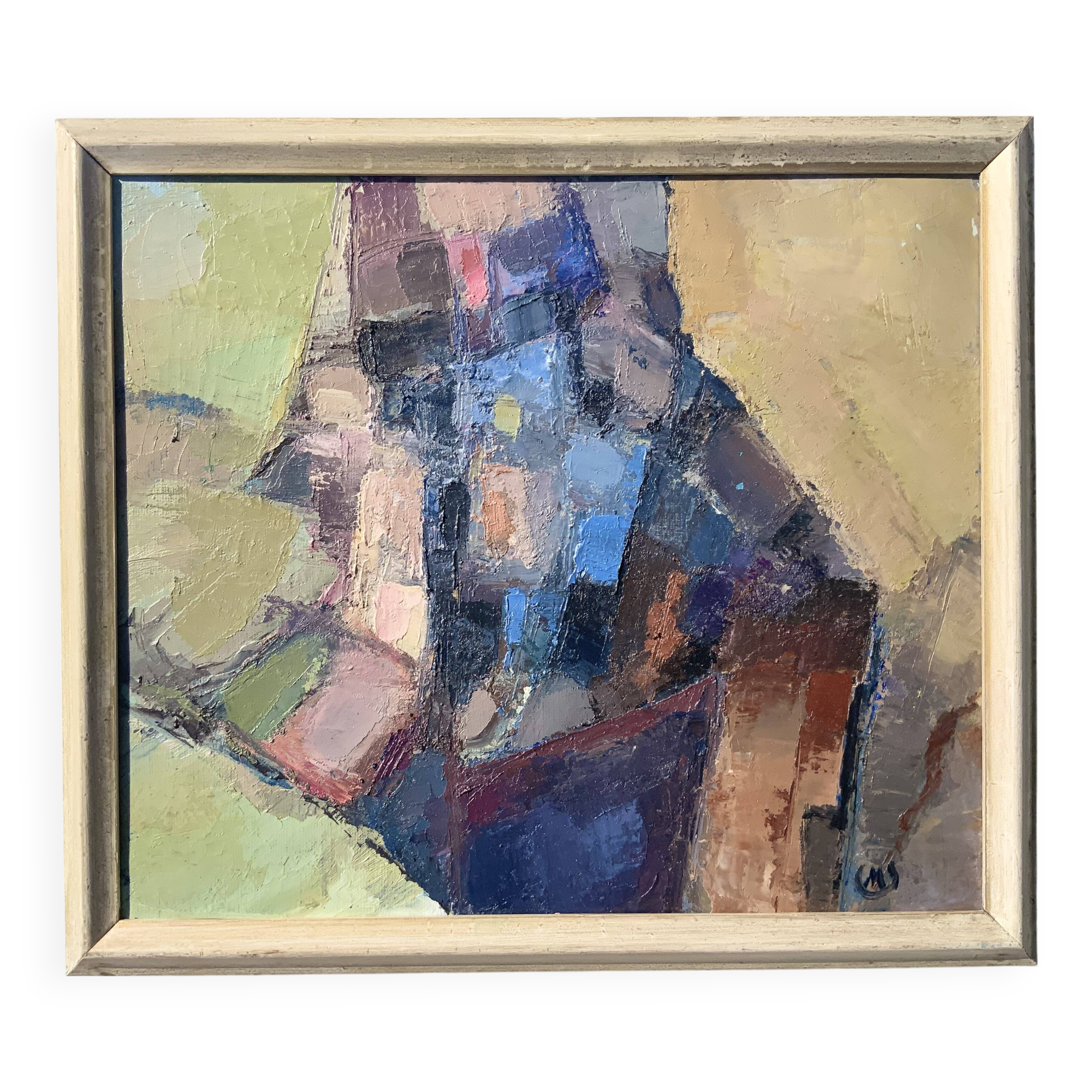 Vintage Modernist Swedish School Abstract Oil Painting