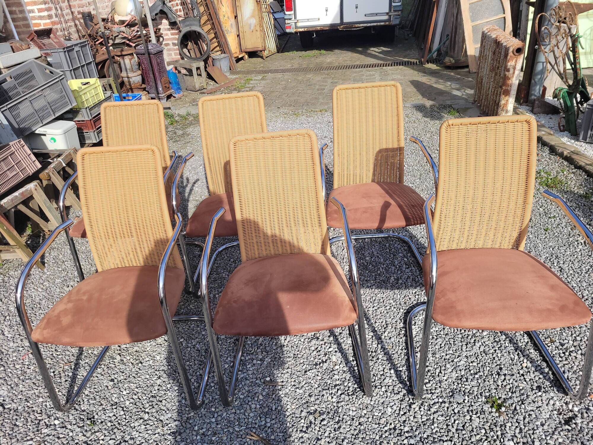 6 chairs in chrome metal effezeta Italy 70s