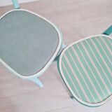 Pair of bistro chairs - blue stripes and velvet