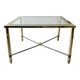 Vintage Brass and Square Beveled Glass Coffee Table