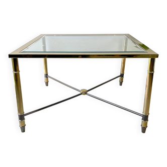 Table Basse Laiton et Verre biseauté carré vintage