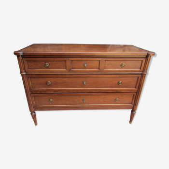 Louis XVI style chest of drawers, 70s, patinated cherry tree