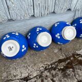 7 mini coffee bowls with blue polka dot decoration