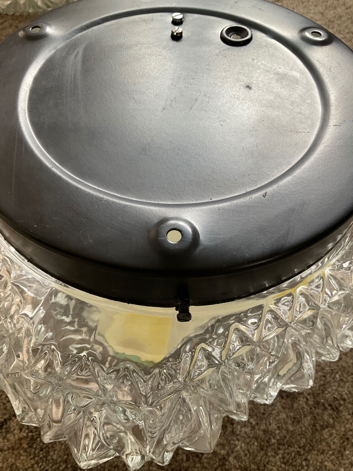 Pair of vintage 70s sconces in molded glass