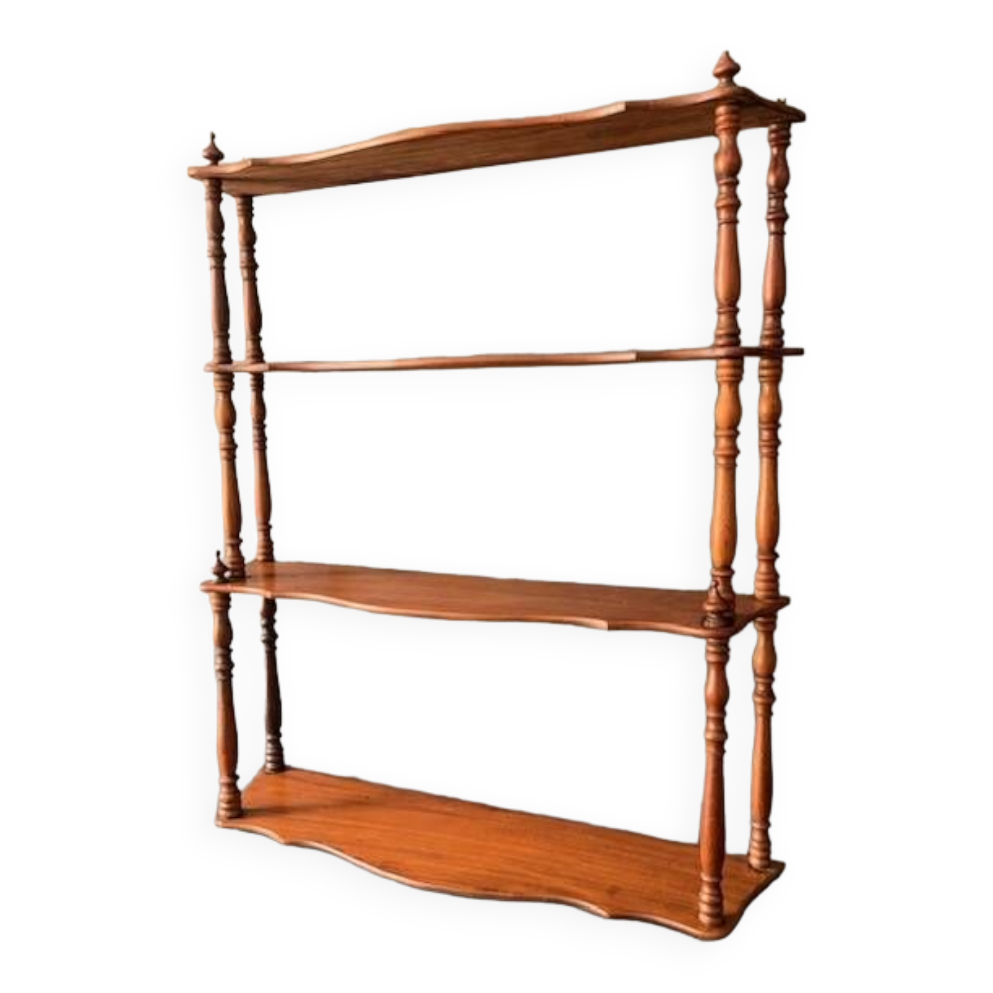 Large old wall shelf in turned wood, Napoleon III / XIXth era