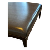 Footstool Hugues Chelalier Leather and Wood