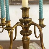 Pair of 5-light candlesticks in gilded metal, Classic style.