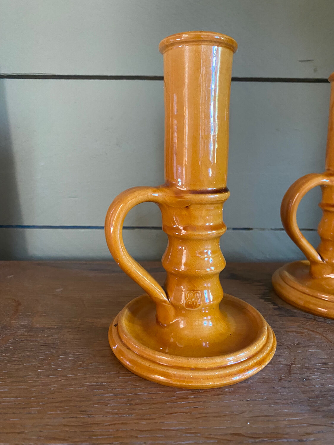 Pair of ceramic candle holders from Biot
