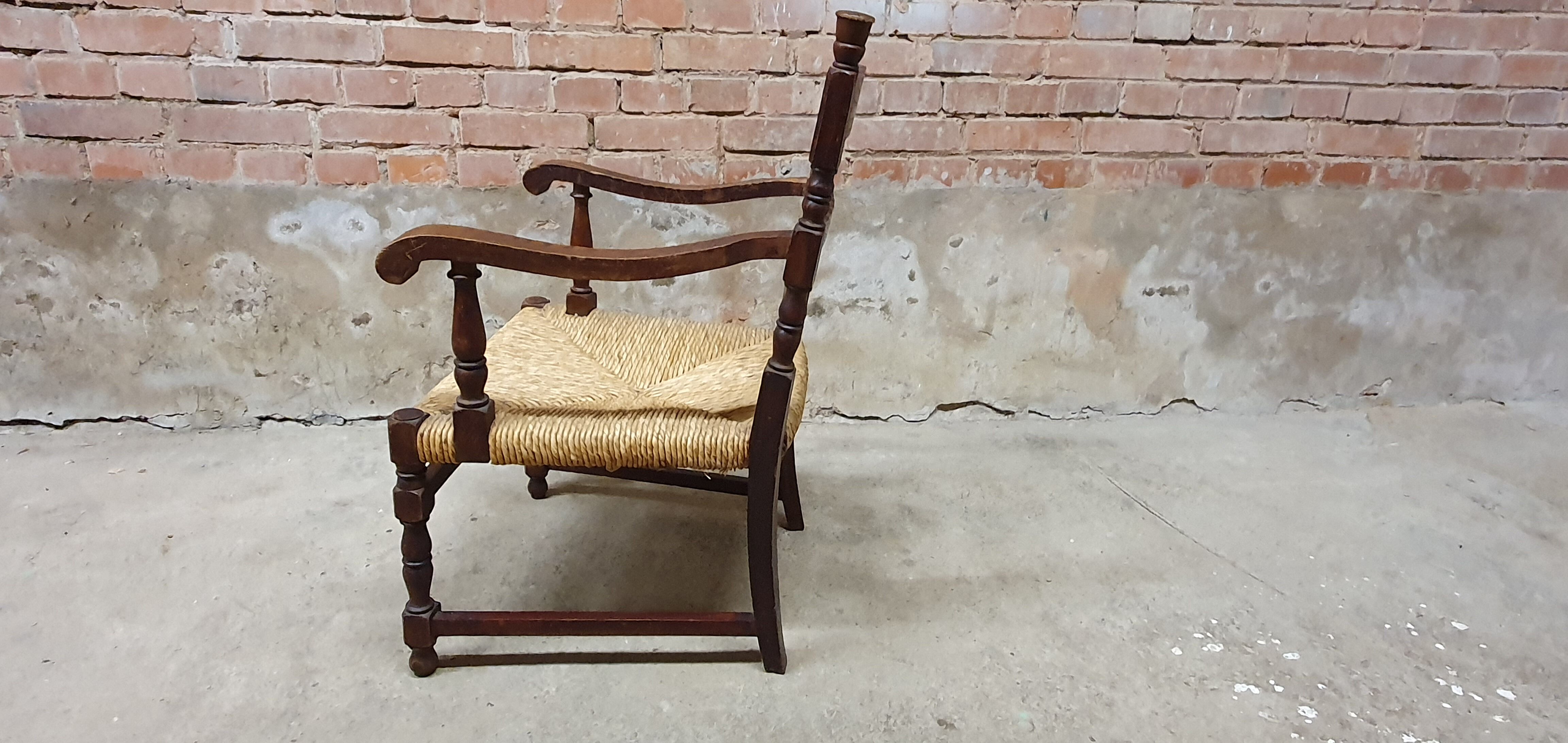 Vintage armchair in ash and cane