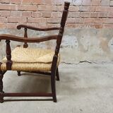Vintage armchair in ash and cane