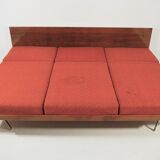 Art deco walnut sofa bed, 1960s