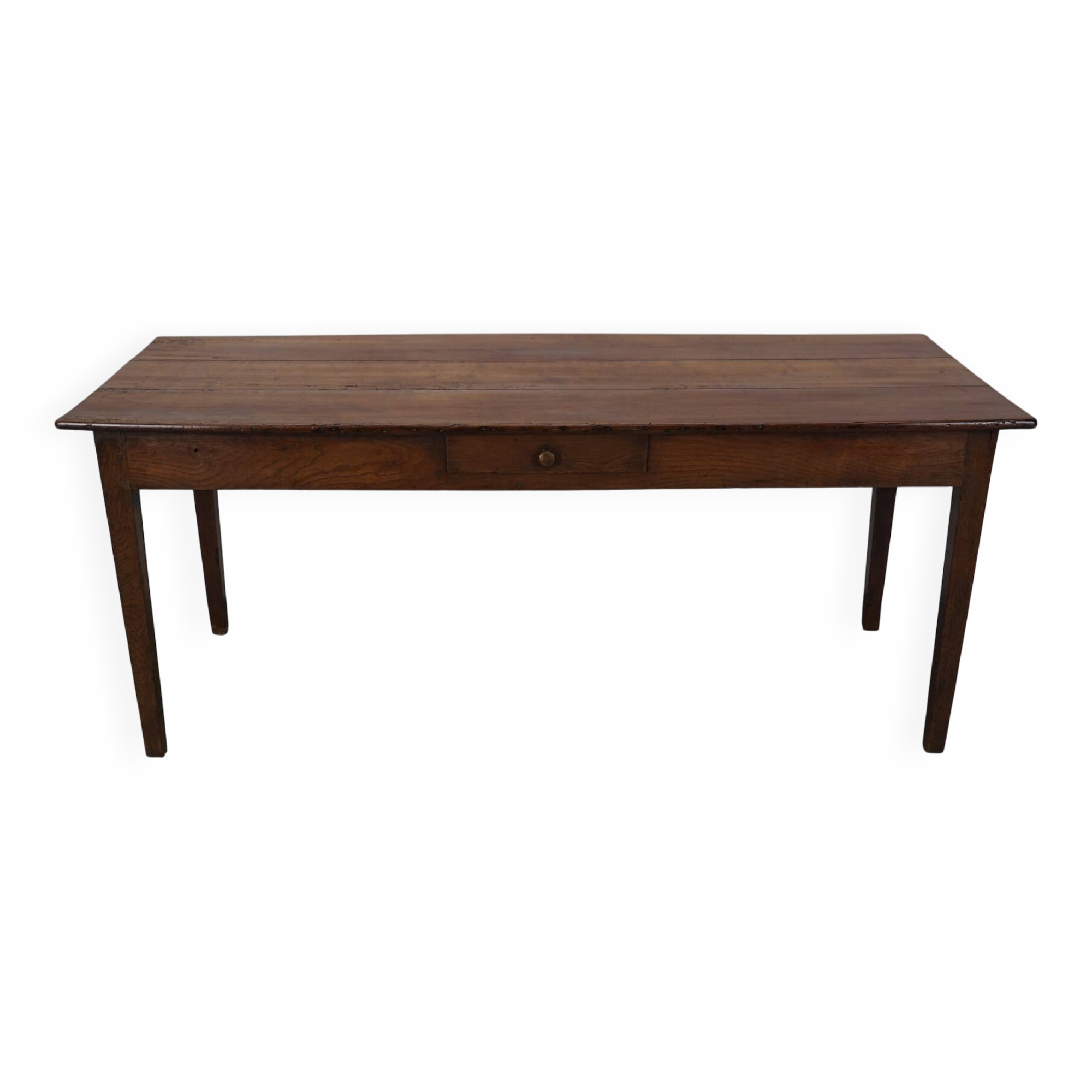 Antique Fruitwood 19th Century French Rustic Farmhouse Dining Table