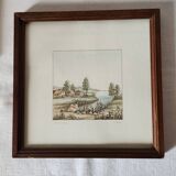 Vintage 3x Ludwig Urack Small German River Scene & Boats Art Prints