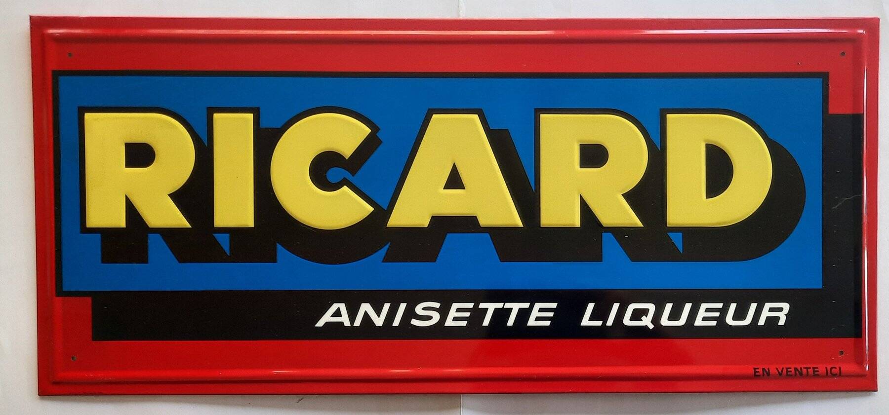 Ancienne plaque tôle ricard anisette liqueur 49x22cm 70's
