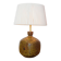 Lampe en grès quadrangulaire et son abat-jour en corde.