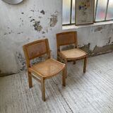 Pair of Baumann chairs beech and cannage