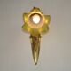 French Art Deco Brass Single Wall Light Rose Bud White & Green Shade 5507