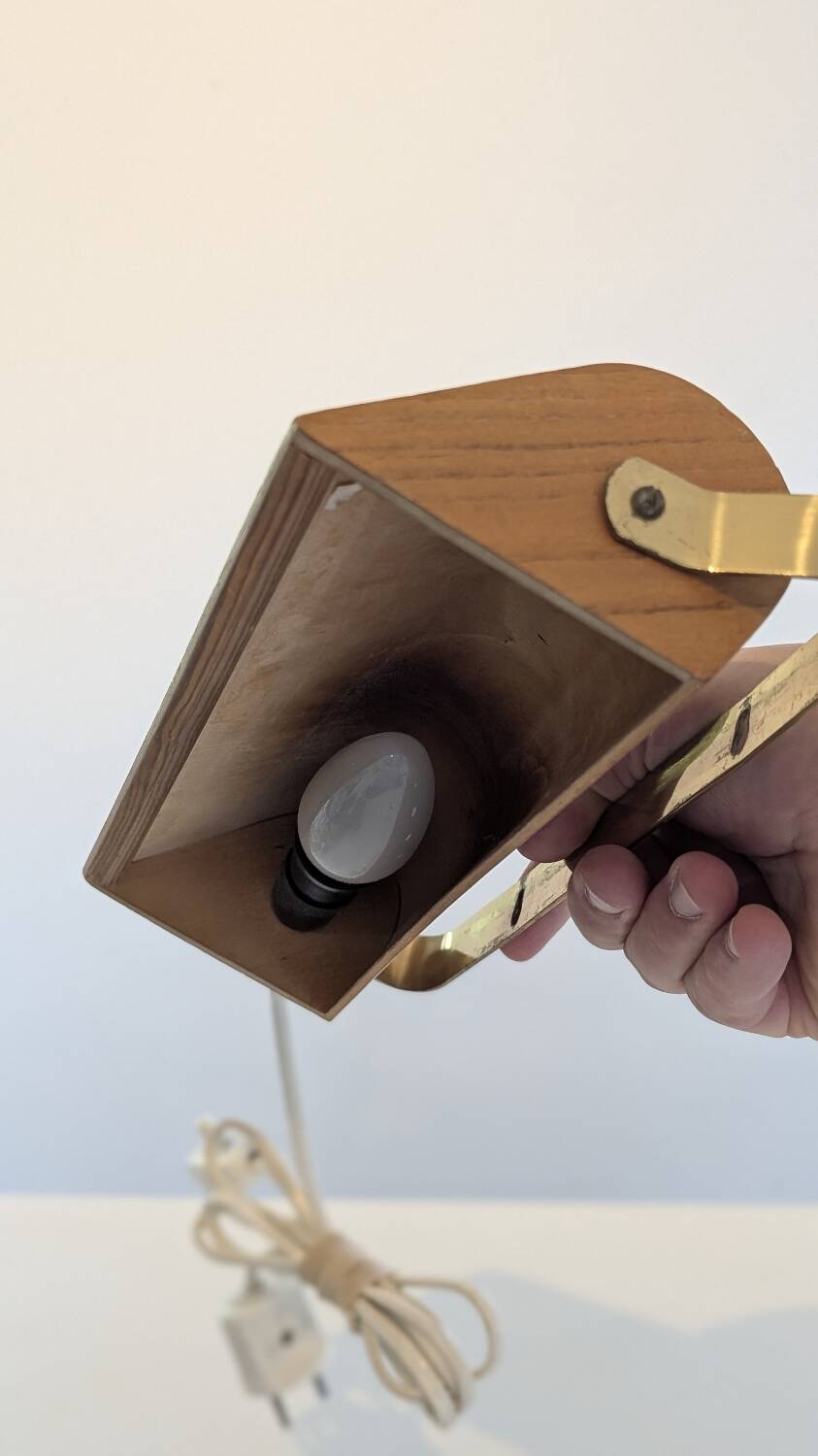 Swedish teak and brass wall lamp