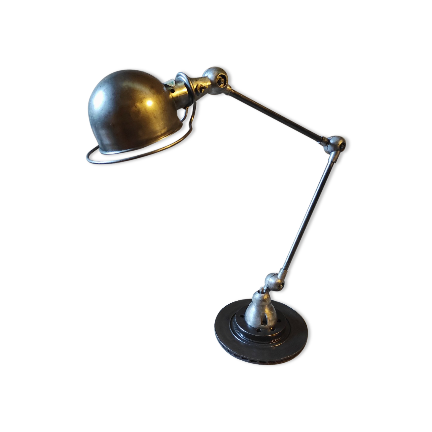 Workshop lamp Jieldé 2 industrial arm patina graphite rifle barrel