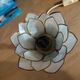 Bedside lamp angel left flower lotus mother-of-pearl base cast iron patinated brass