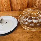 Vintage amber molded glass ceiling light