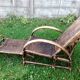 Armchair in rattan with rest foot 60s