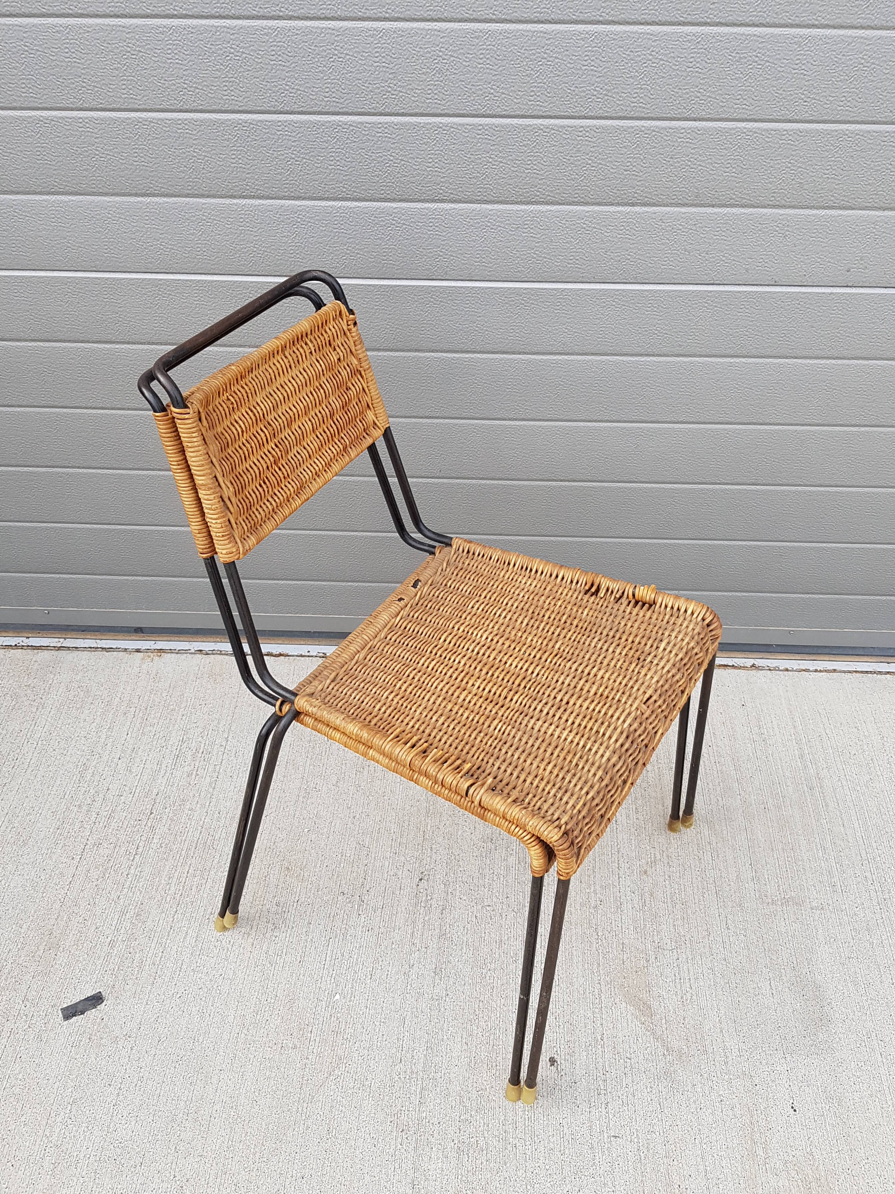 Chaises métal & rotin
