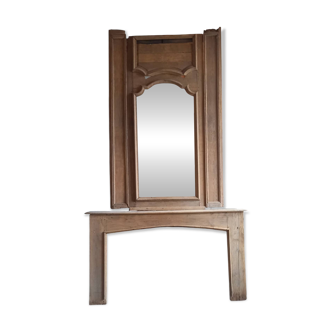 18th-century oak fireplace and overmantel from a château