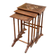 3 nesting tables in Art Nouveau style, made of solid wood and marquetry from the 19th century.