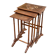 3 nesting tables in Art Nouveau style, made of solid wood and marquetry from the 19th century.