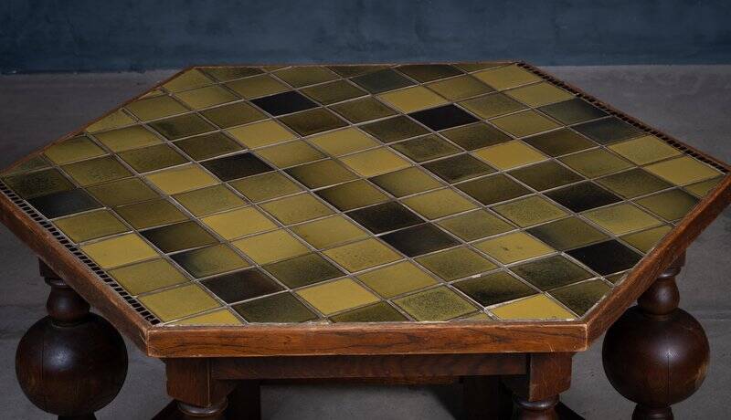 Octagonal Coffee Table in Oak, 1930s