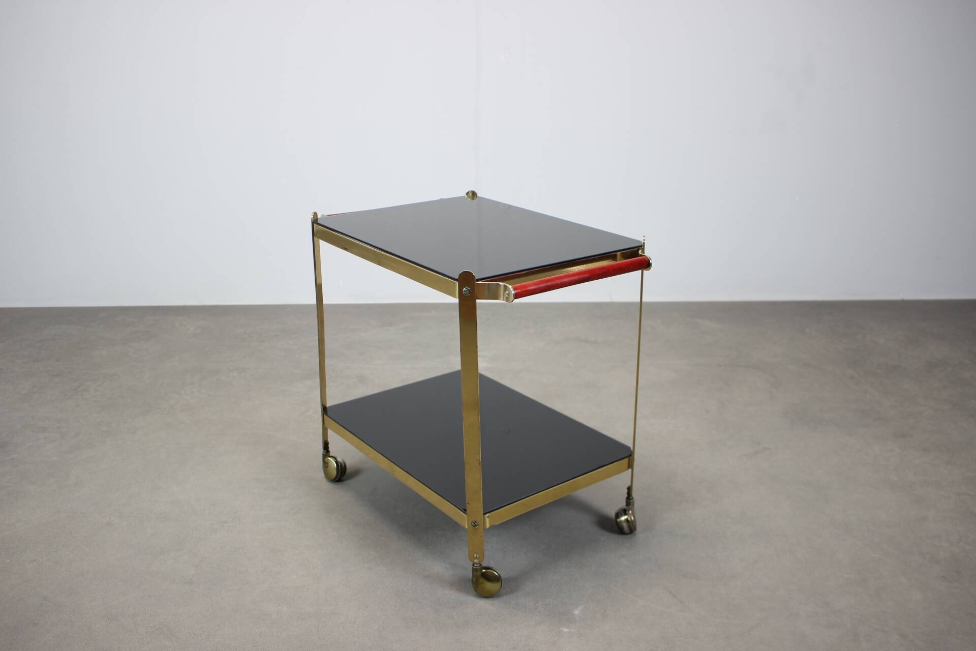 Brass service dessert set with black glass, Germany, 1970s