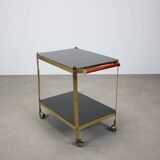 Brass service dessert set with black glass, Germany, 1970s