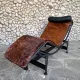 LC4 chaise longue in cowhide and black frame by Cassina, 1970–80