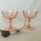 Set of 2 champagne glasses Luminarc Rosaline cocktail 70s