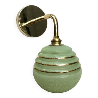 Tulip wall light in green and gold granite glass