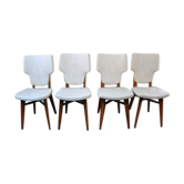 Lot de 4 chaises en skai blanc vintage des années 50/60